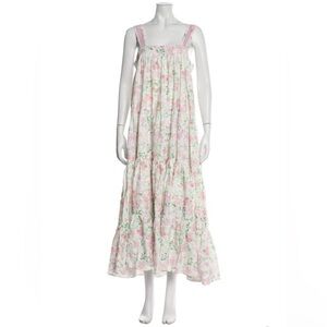 Mi Golondrina Pink and White Floral Maxi Dress